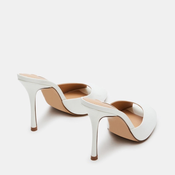 Steve Madden PRIYA White Patent Leather Mules Slides High Heels - Picture 7 of 13
